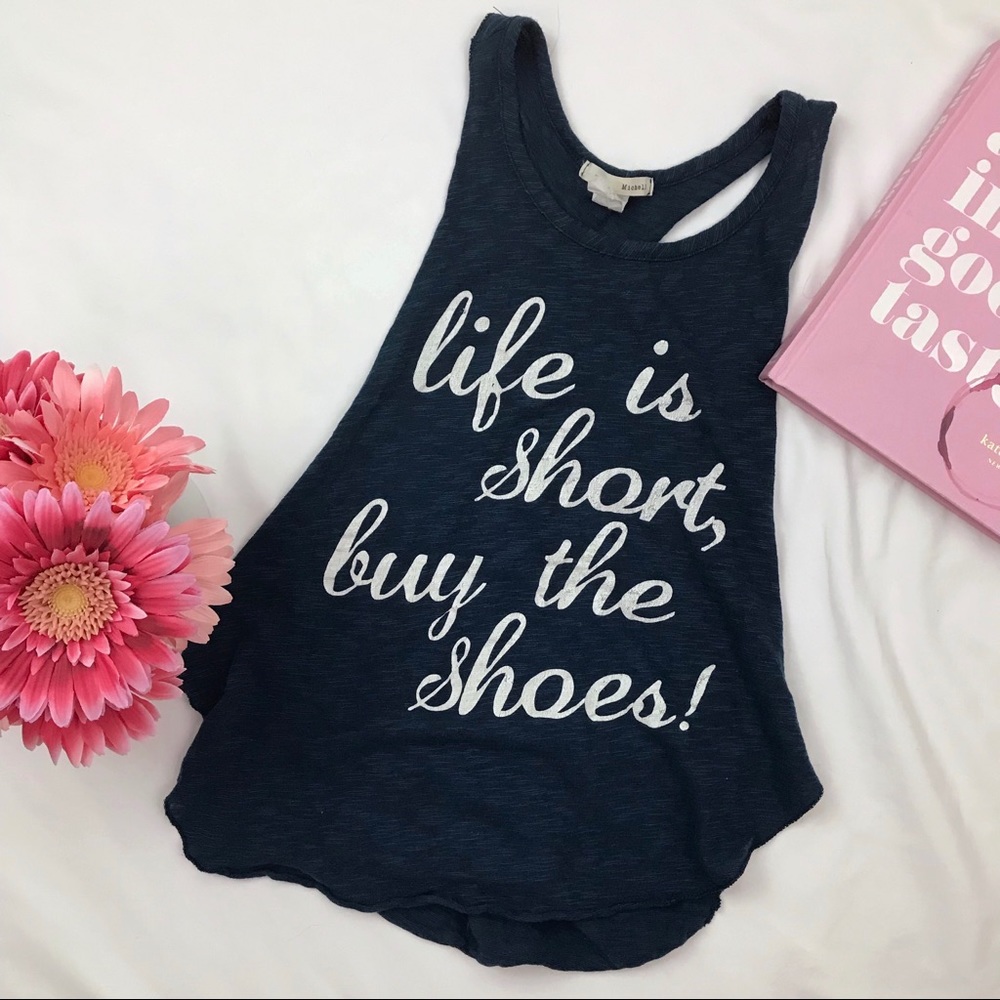 Buy the Shoes, Navy Blue Graphic Tank, S